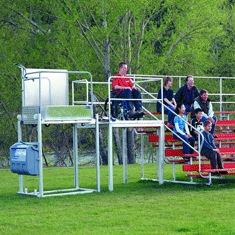 Portable wheelchair lifts for indoor and outdoor use.