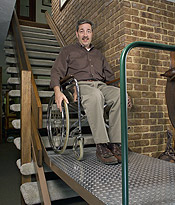 inclined wheelchair lift in use